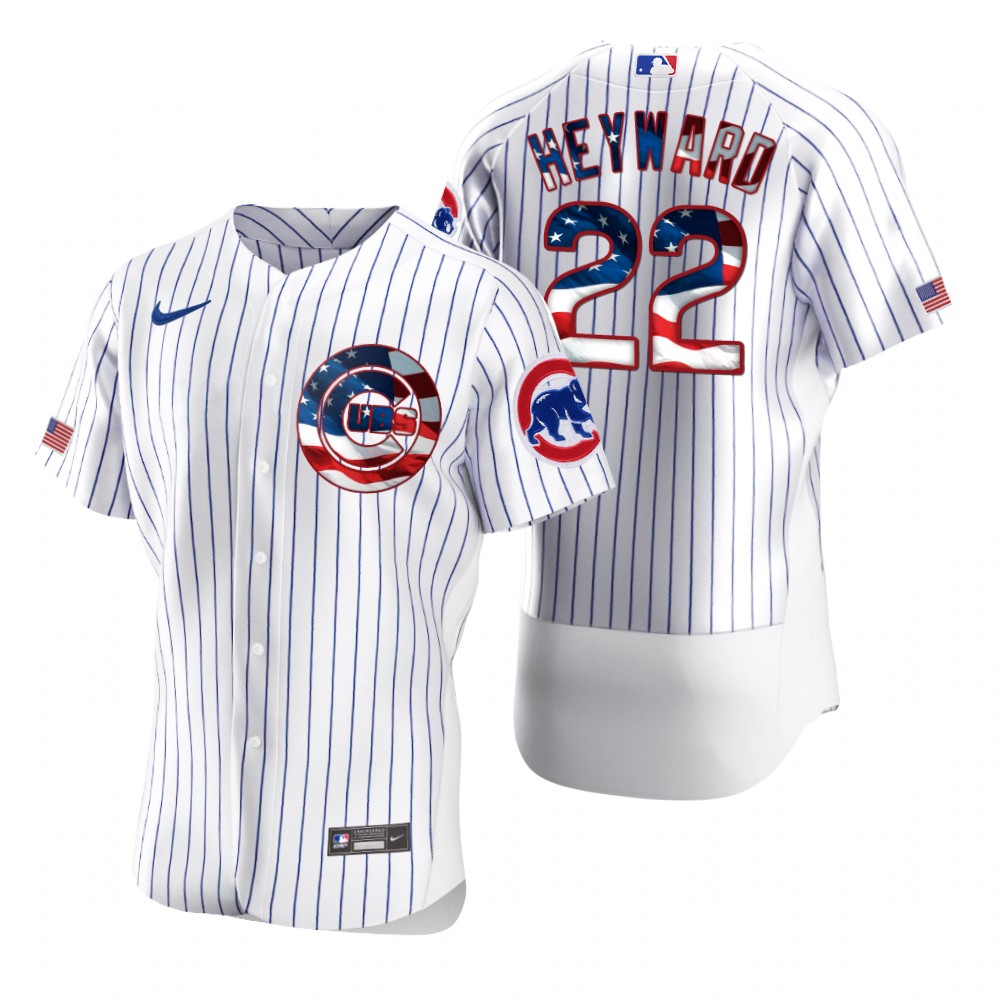 Chicago Cubs #22 Jason Heyward Men Nike White Fluttering USA Flag Limited Edition Authentic MLB Jersey->chicago cubs->MLB Jersey